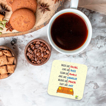CS257 FRIENDS TV Show Rachel, Ross, Monica, Chandler, Phoebe, Joey Novelty Funny Coffee Tea Drink Gift Glossy MDF Wooden Coaster | Gifts for Women Men Best Friend Fan Birthday Present