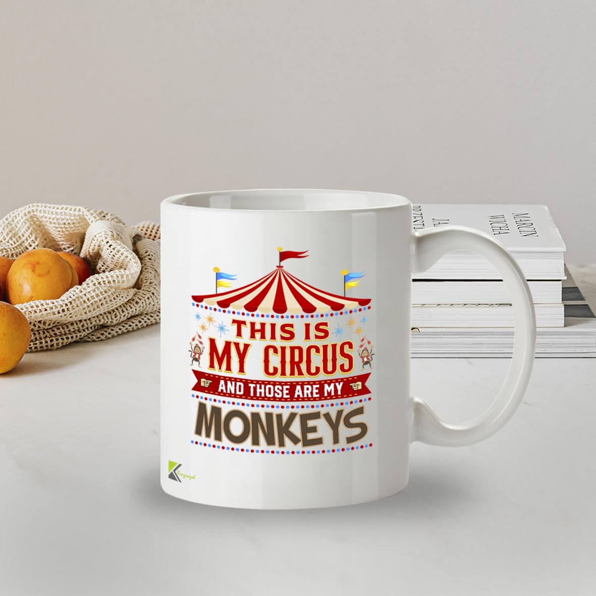 Funny Mug This is My Circus My Monkeys - 11oz Ceramic Coffee Tea Cup Gift for Mum Boss Teacher Manager - Dishwasher Microwave Safe Novelty Present