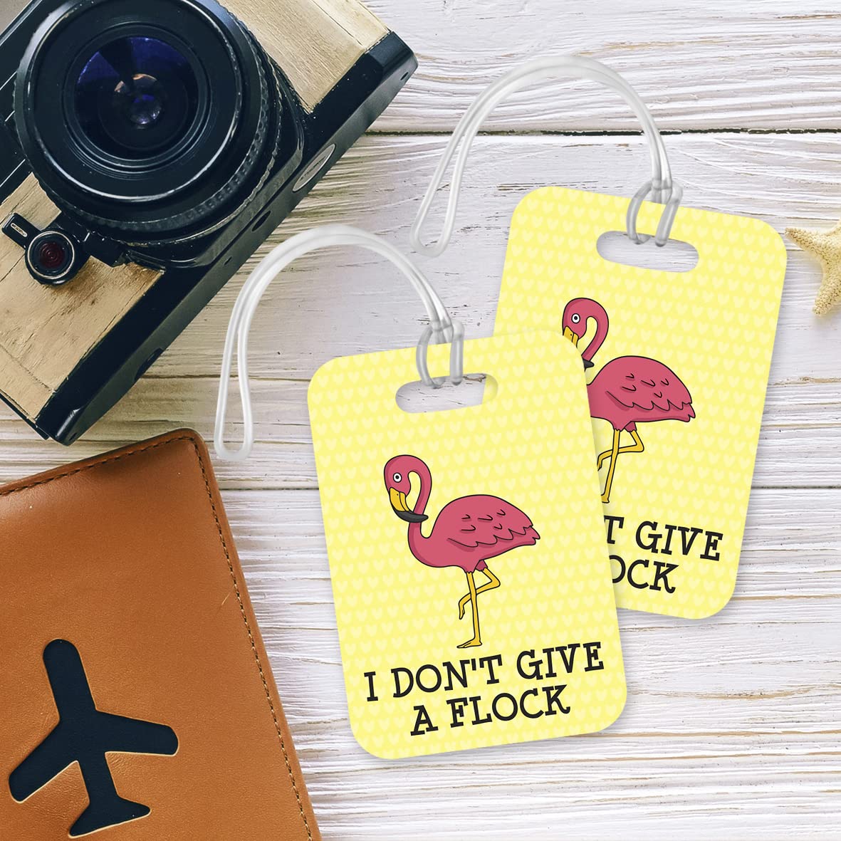 LT118 I Don't Give A Flock Novelty Funny Unique Designer Gift Glossy Plastic Suitcase Luggage Tag