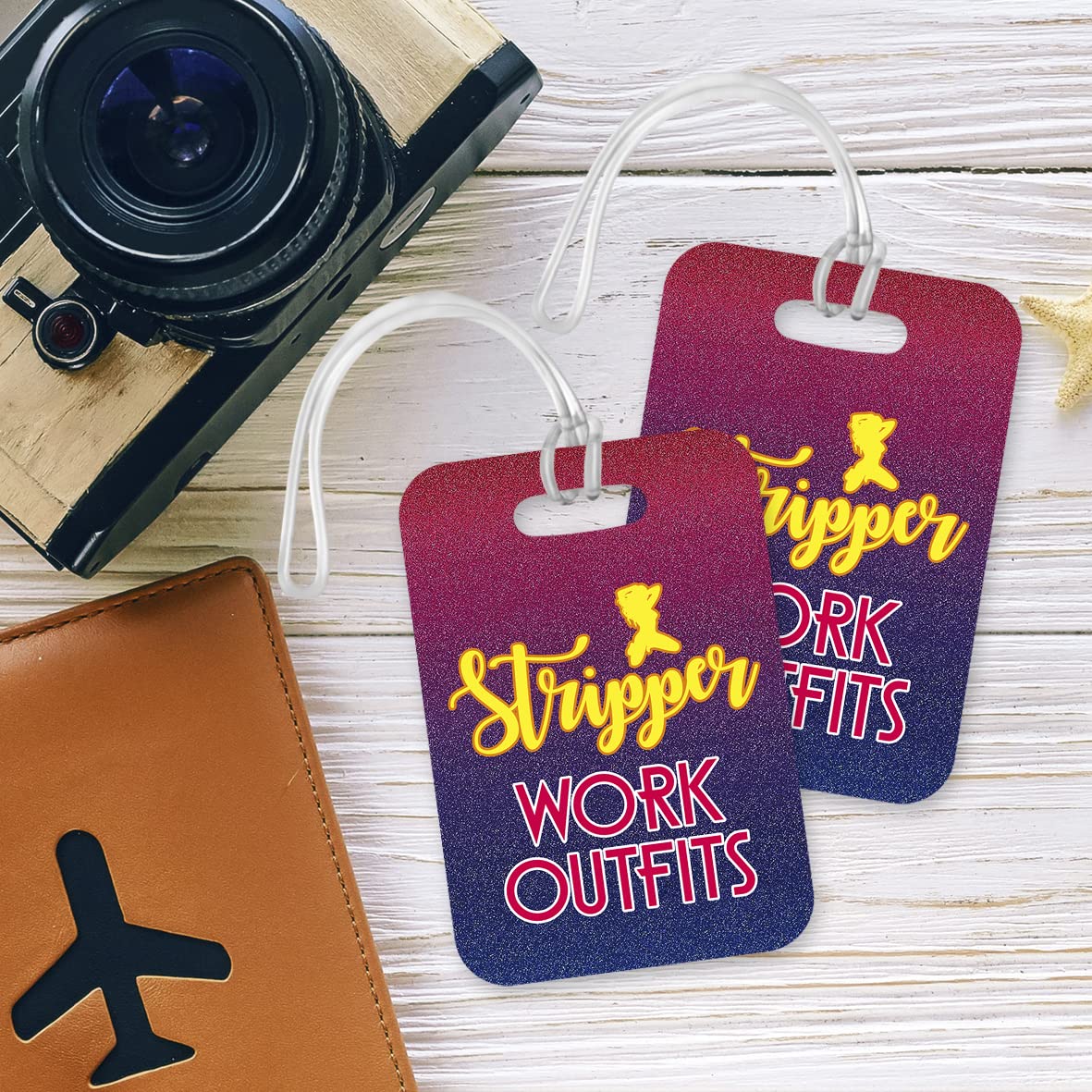LT041 Stripper : Work Outfits Novelty Funny Unique Designer Gift Glossy Plastic Suitcase Luggage Tag