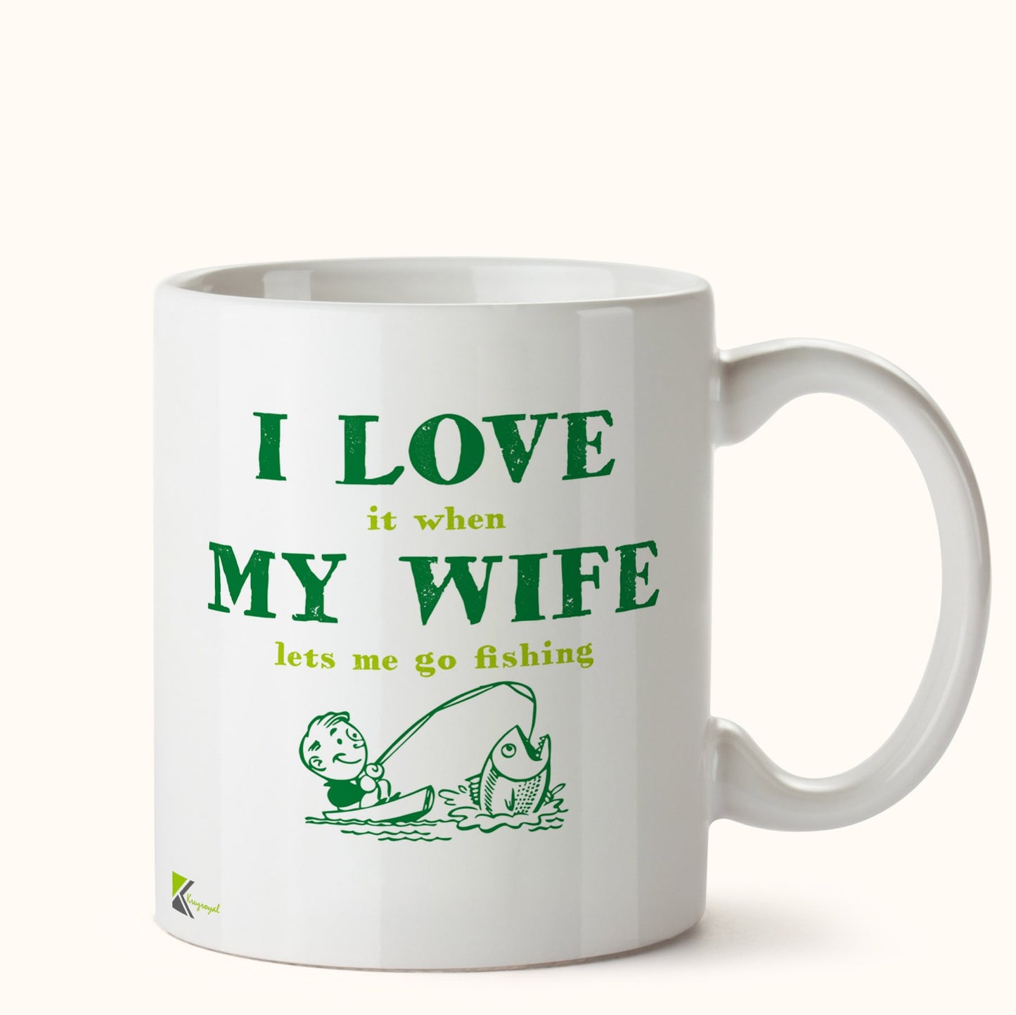 Kruzroyal DZ443 I Love it When My Wife Lets me go Fishing. Funny Novelty Great Gift Idea Coffee Tea Mug