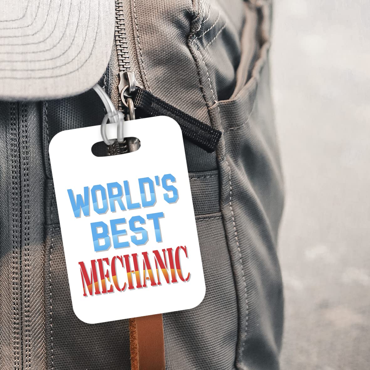 LT484 World's Best Mechanic Novelty Funny Unique Designer Gift, Suitcase, Glossy Plastic Luggage Tag for Mechanic