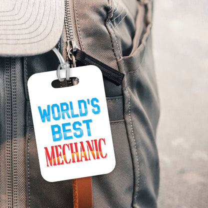 LT484 World's Best Mechanic Novelty Funny Unique Designer Gift, Suitcase, Glossy Plastic Luggage Tag for Mechanic
