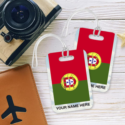 PLT278 Personalised Name with Portugal Flag Novelty Funny Unique Designer Gift Glossy Plastic Suitcase Luggage Tag