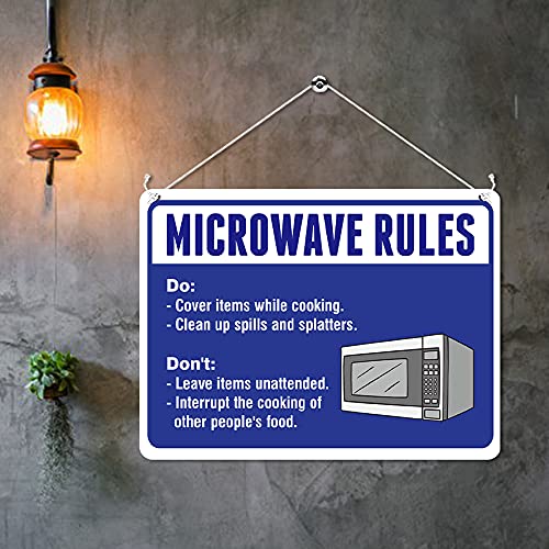 Kruzroyal MP390 MICROWAVE RULES,Do's & Don't Funny Novelty Retro Vintage Metal Wall Sign Plaque 20cm x 15cm