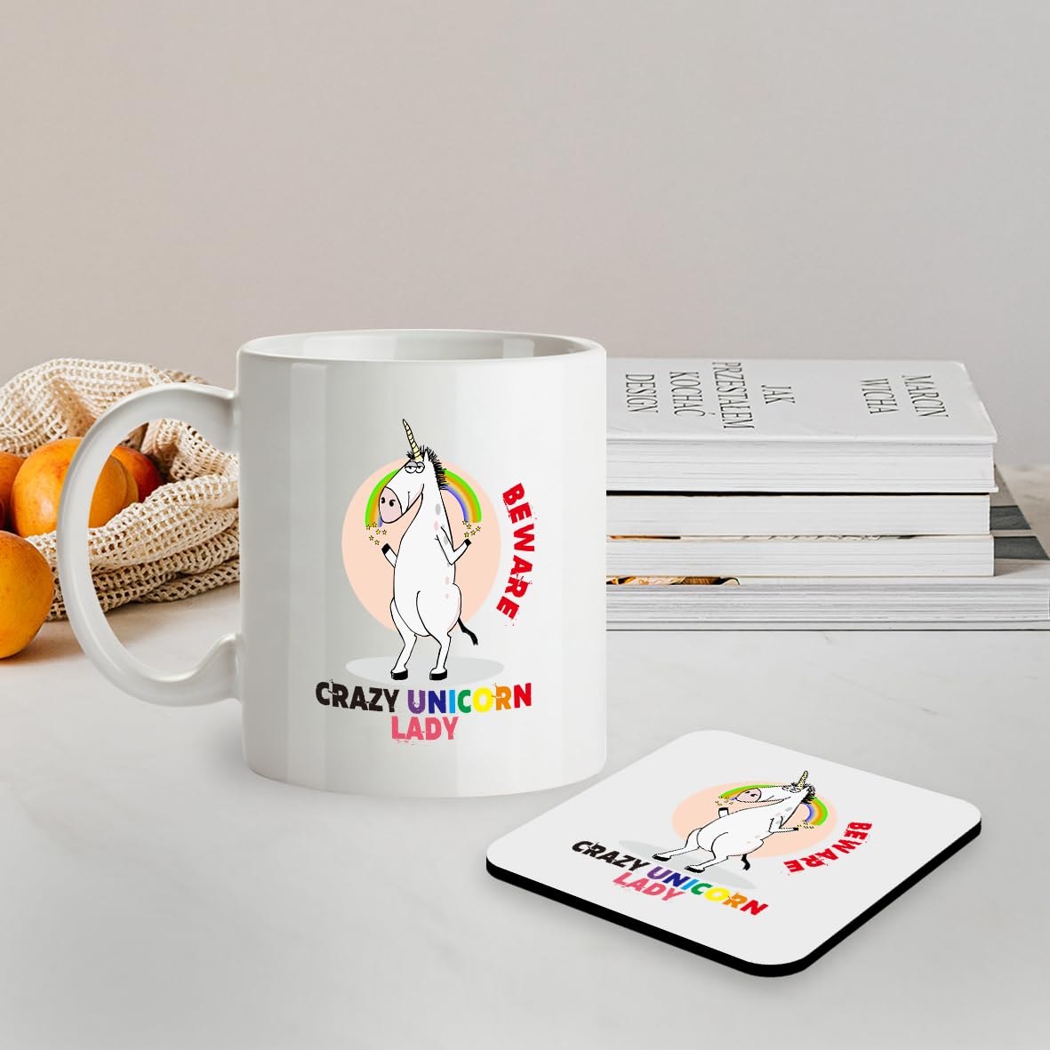 Kruzroyal SM041 Beware Crazy Unicorn Lady - 11OZ Mug & Matching Coaster Set