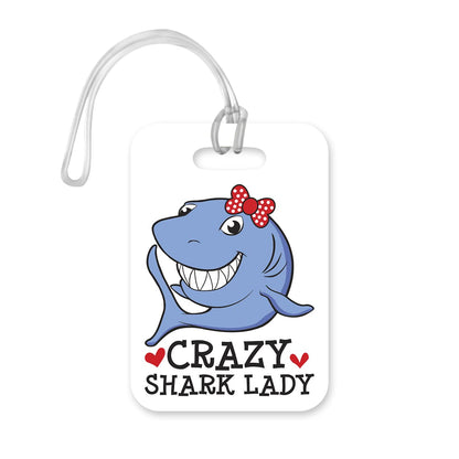 LT117 Crazy Shark Lady Novelty Funny Unique Designer Gift Glossy Plastic Suitcase Luggage Tag