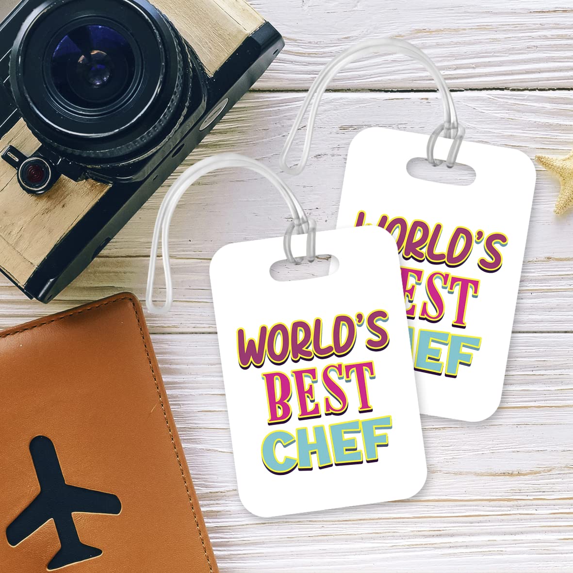 LT460 World's Best Chef Novelty Funny Unique Designer Gift, Suitcase, Glossy Plastic Luggage Tag for Chef