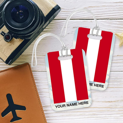 PLT266 Personalised Name with Austria Flag Novelty Funny Unique Designer Gift Glossy Plastic Suitcase Luggage Tag