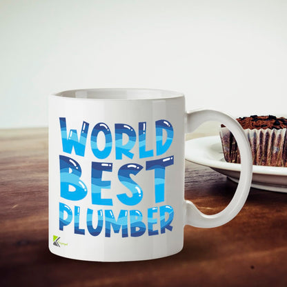 Kruzroyal DZ805 World's Best Plumber Coffee Mug 11oz - Funny Gifts for Plumbers Men Dad - Plumbing Handyman Novelty Cup for Birthday Christmas Fathers Day | 11OZ