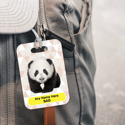 PLT254 Personalised Name's Bag with Panda Image Novelty Funny Unique Designer Gift Glossy Plastic Suitcase Luggage Tag
