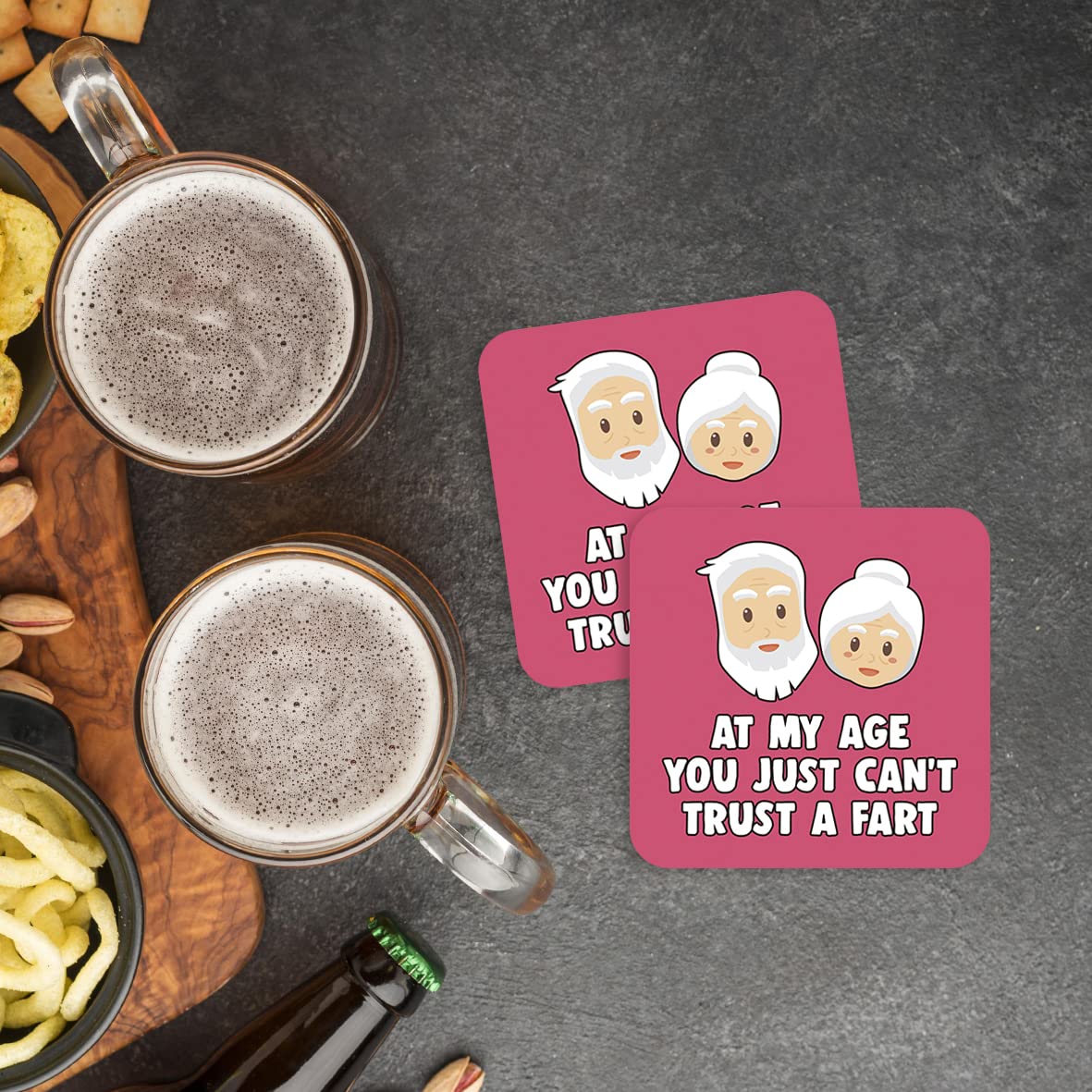 CS664 at My Age You just Can't Trust a Fart Novelty Funny Coffee Tea Drink Gift Glossy MDF Wooden Coaster
