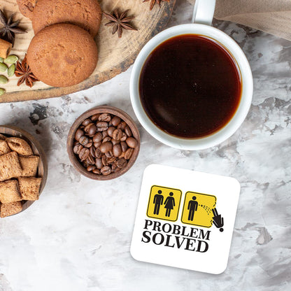 CS591 Problem Solved Couple Single Novelty Funny Coffee Tea Drink Gift Glossy MDF Wooden Coaster