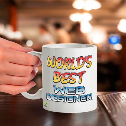 Kruzroyal DZ852 World's Best Web Designer Mug 11oz - White Ceramic Cup for Developer, Coder, UI/UX Pro - Funny Birthday, Thank You Present