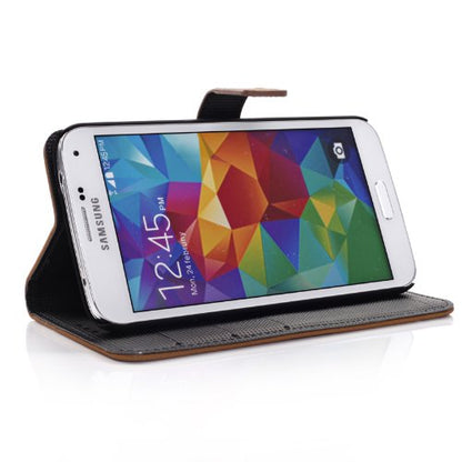 Leather Flip Case Cover for Samsung Galaxy S5 - Black / Light Brown / Medium Brown / Dark Brown