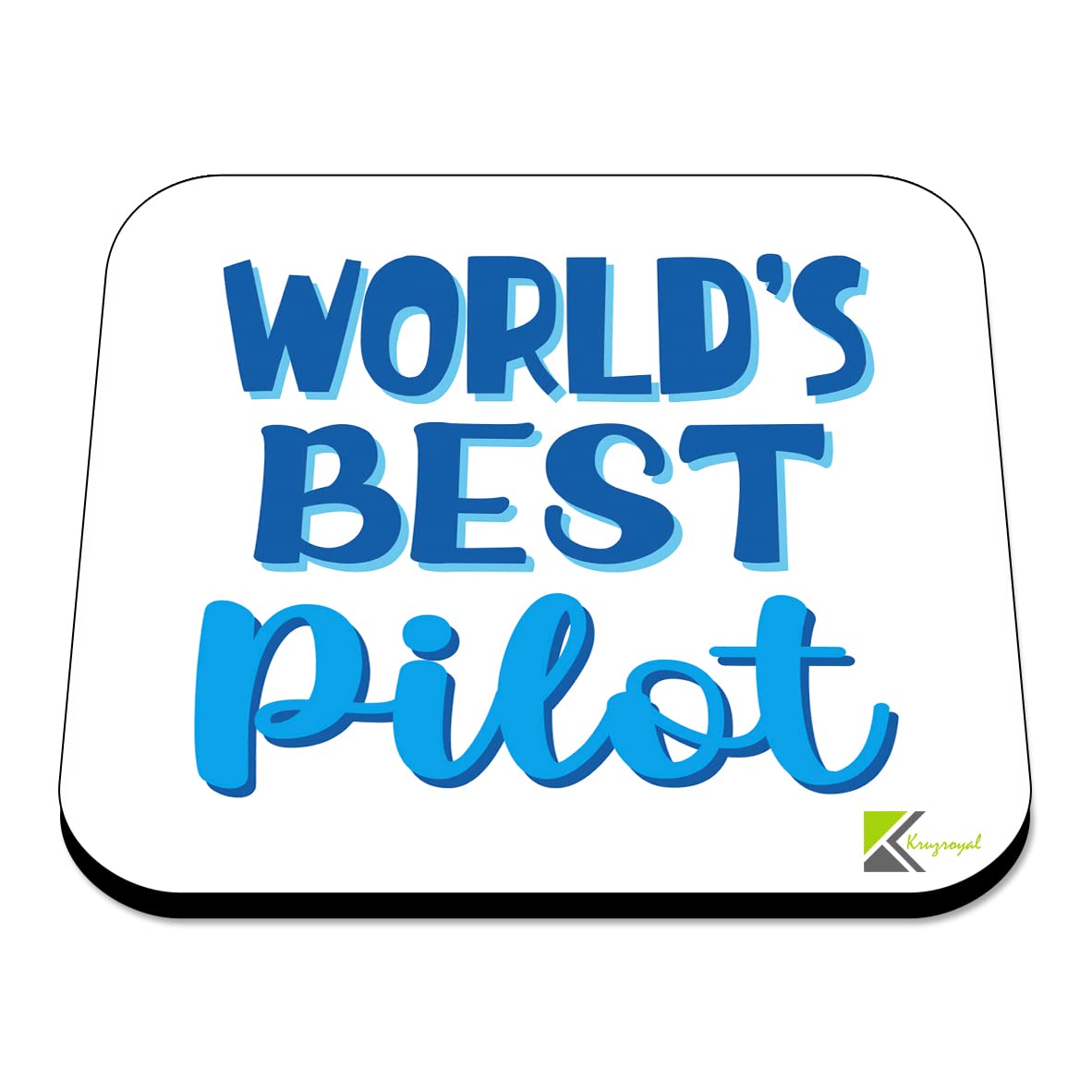 WB085 World's Best Pilot MDF Wooden Coaster by Kruzroyal | Gift for Pilot | Unique Novelty Present | 9cm x 9cm | Coffee Tea MDF Wooden Coaster
