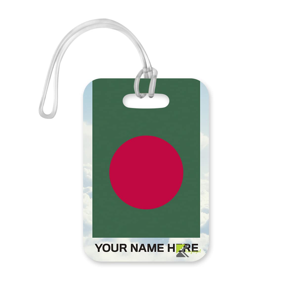 PLT267 Personalised Name with Bangladesh Flag Novelty Funny Unique Designer Gift Glossy Plastic Suitcase Luggage Tag