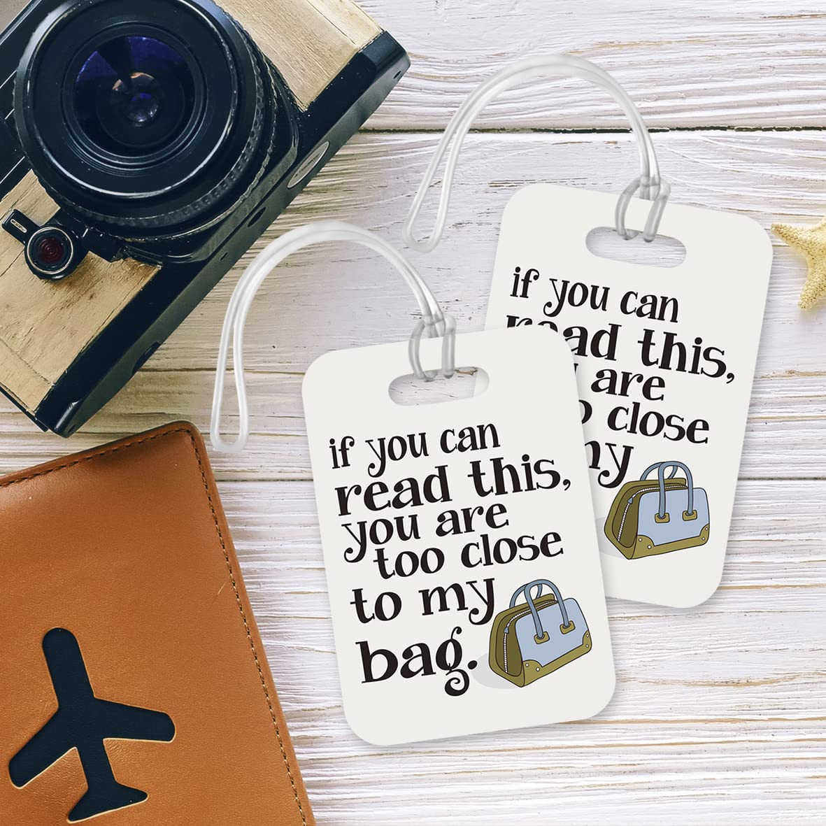 LT212 If You can Read This, You are Too Close to My Bag. Novelty Funny Unique Designer Gift Glossy Plastic Suitcase Luggage Tag