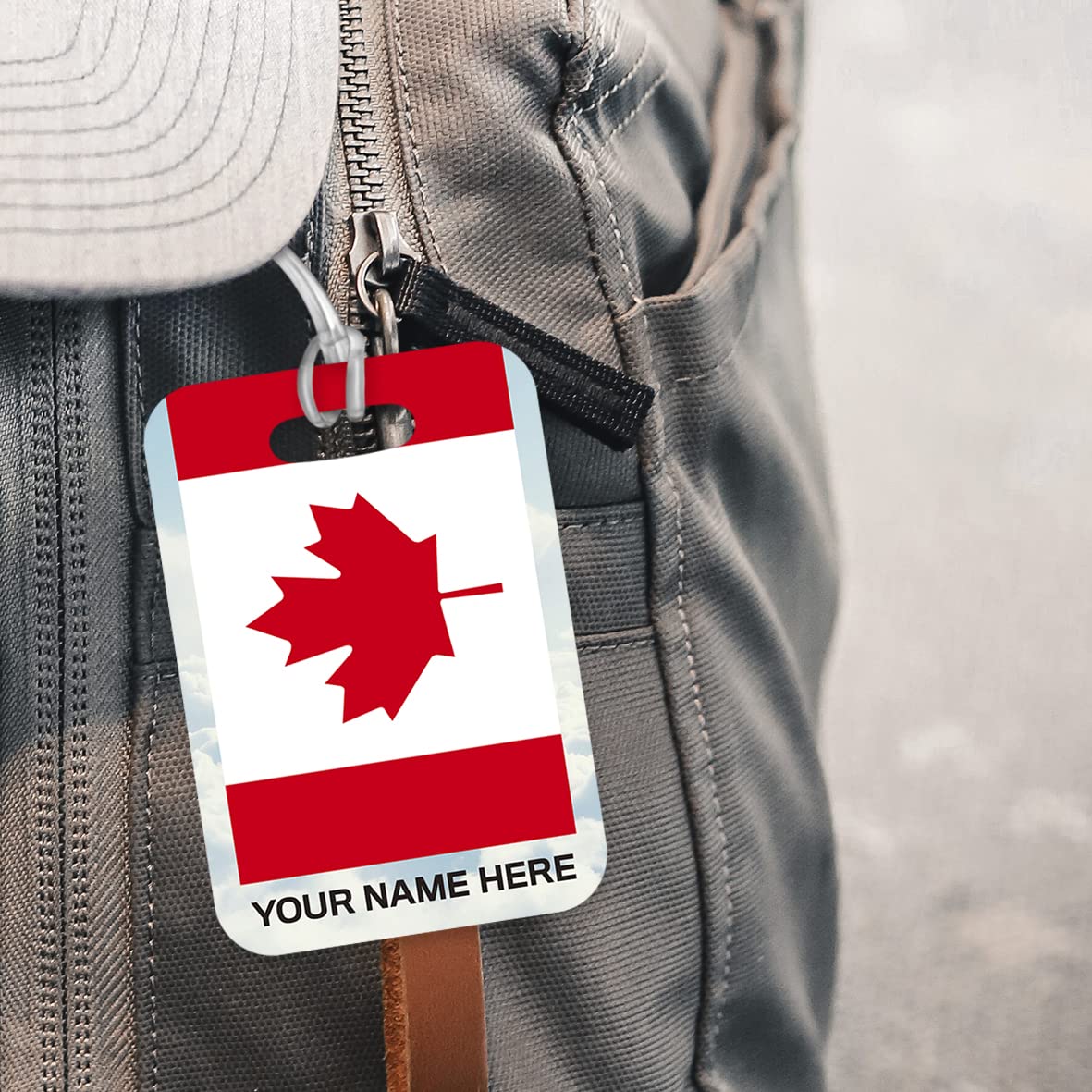 PLT264 Personalised Name with Canada Flag Novelty Funny Unique Designer Gift Glossy Plastic Suitcase Luggage Tag