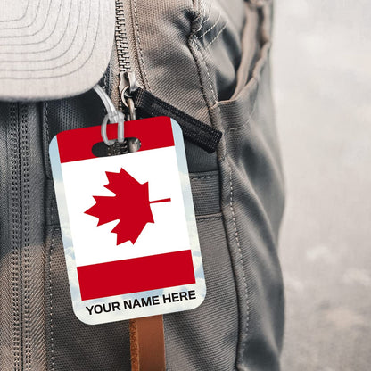 PLT264 Personalised Name with Canada Flag Novelty Funny Unique Designer Gift Glossy Plastic Suitcase Luggage Tag