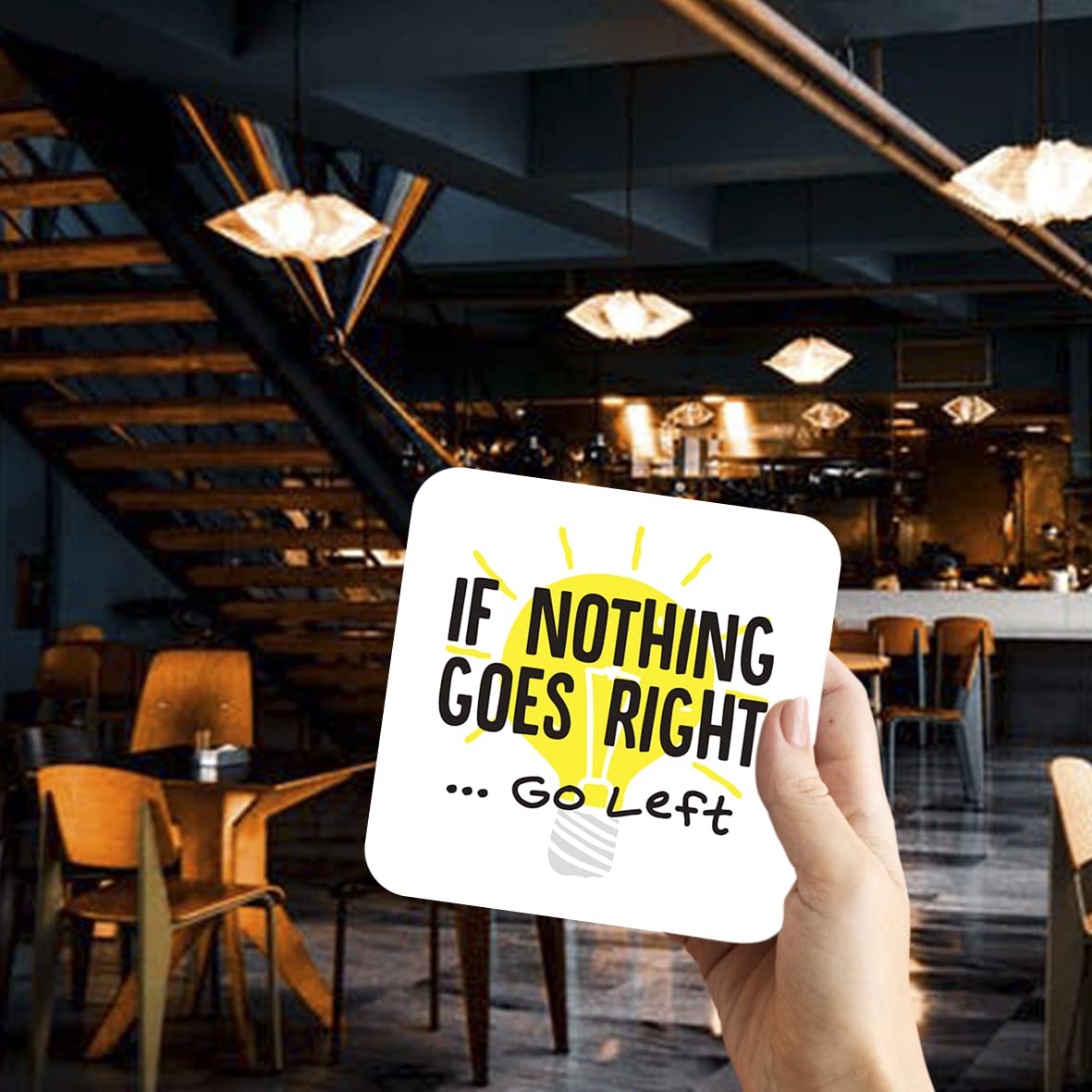 CS457 If Nothing goes Right ... go Left Novelty Funny Coffee Tea Drink Gift Glossy MDF Wooden Coaster