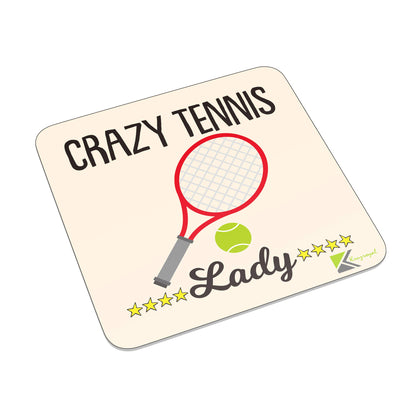FM089 Crazy Tennis Lady Novelty Funny Idea Glossy Metal Square Fridge Magnet