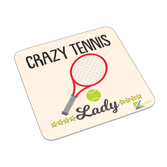 FM089 Crazy Tennis Lady Novelty Funny Idea Glossy Metal Square Fridge Magnet