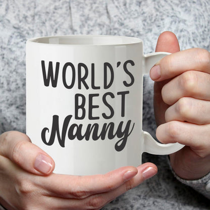 Kruzroyal DZ837 World's Best Nanny Mug 11oz - White Ceramic Coffee & Tea Cup for Childminder, Carer - Ideal Birthday, Thank You or Leaving Present