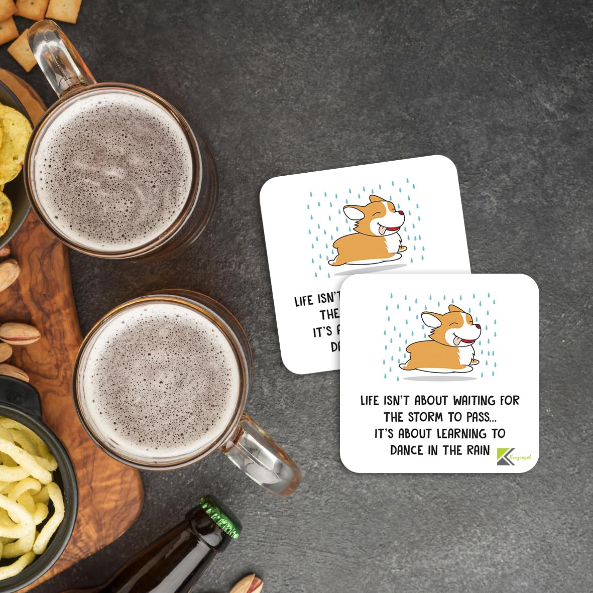 CS993 Life Isn't About Waiting for The Storm to Pass.. It's About Learning to Dance in The rain. Novelty Funny Coffee Tea Drink Gift Glossy MDF Wooden Coaster