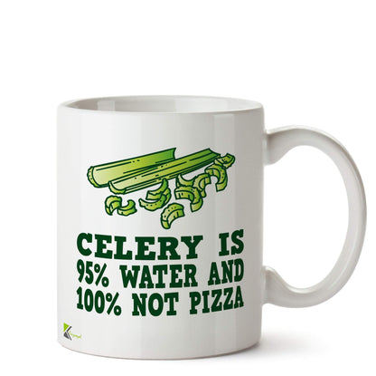 Kruzroyal Celery is Not Pizza Funny Mug | Humorous Food Joke Ceramic Coffee Tea Cup | Gift for Diet Sarcasm, Pizza Lover, Healthy Eater