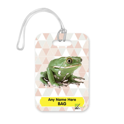 PLT248 Personalised Name's Bag with Frog Image Novelty Funny Unique Designer Gift Glossy Plastic Suitcase Luggage Tag