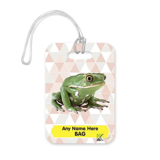 PLT248 Personalised Name's Bag with Frog Image Novelty Funny Unique Designer Gift Glossy Plastic Suitcase Luggage Tag