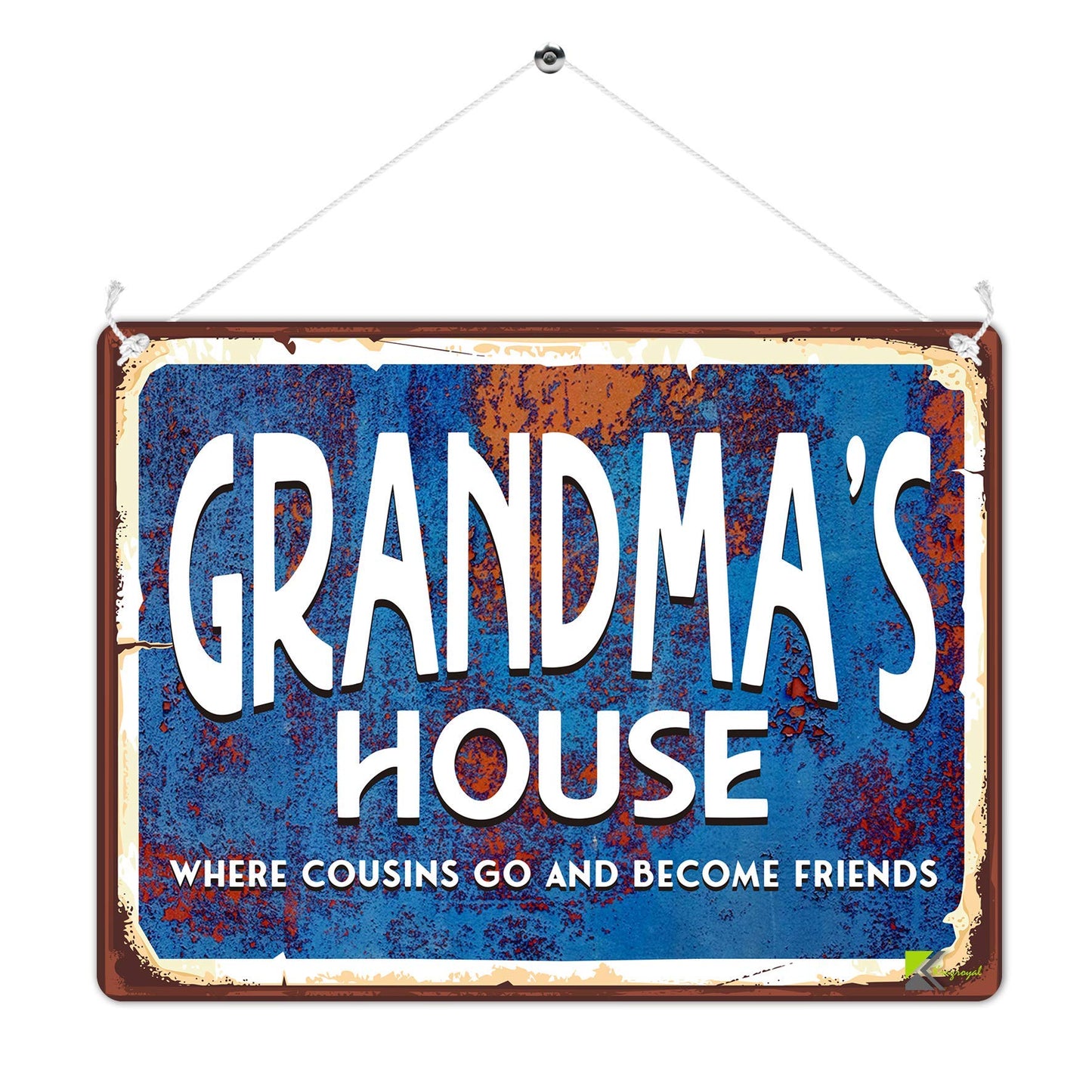 Kruzroyal Grandma's House Where Cousins Go to Become Friends Funny Novelty Retro Vintage Metal Wall Sign Plaque 20cm x 15cm