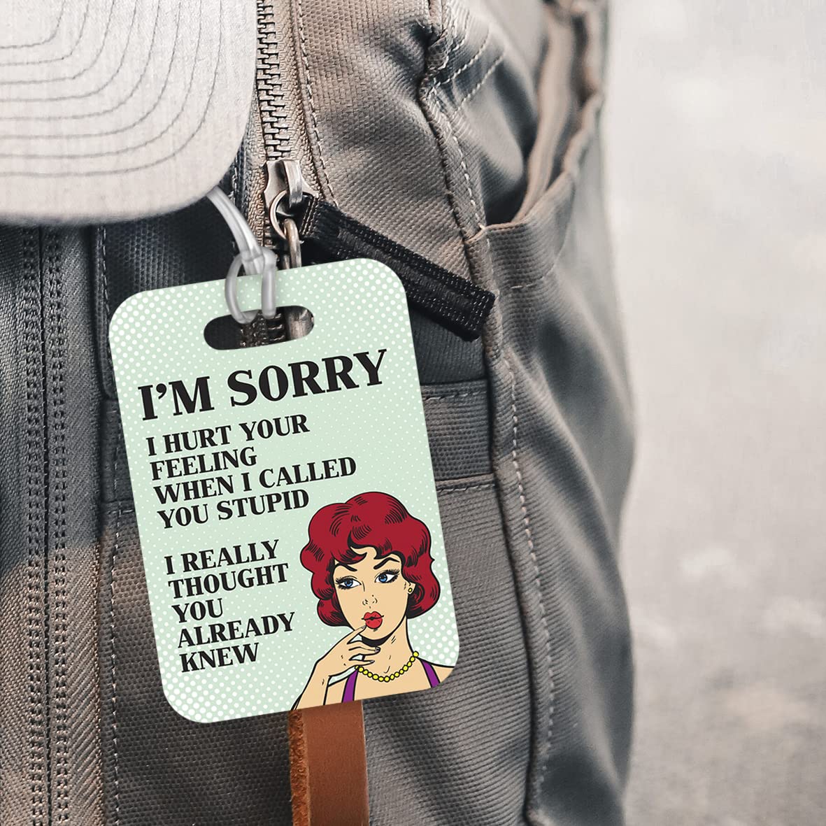 LT101 I'm Sorry I Hurt Your Feeling When I Called You Stupid I Really Thought You Already Knew Novelty Funny Unique Designer Gift Glossy Plastic Suitcase Luggage Tag