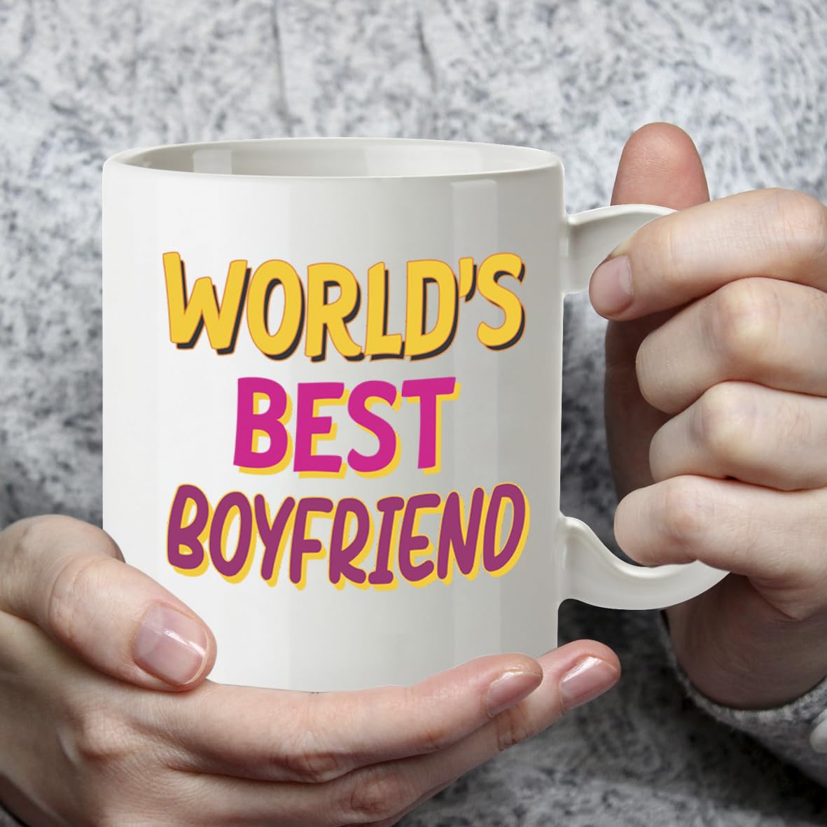 Kruzroyal DZ835 World's Best Boyfriend Mug 11oz - White Ceramic Coffee & Tea Cup - Romantic Birthday, Anniversary, Valentine's Present for Him