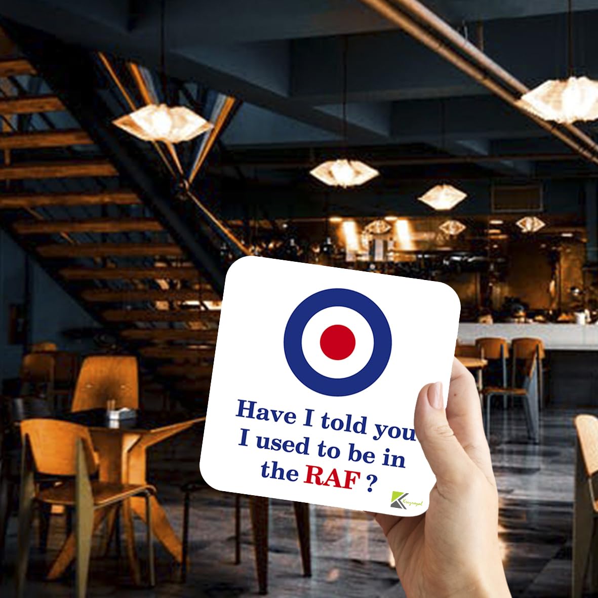 CS1049 Have i Told You i Used to be in The RAF? Novelty Funny Coffee Tea Drink Gift Glossy MDF Wooden Coaster Gift for Veteran, Dad, Grandad - Military Desk Accessory, Father's Day, Birthday Present