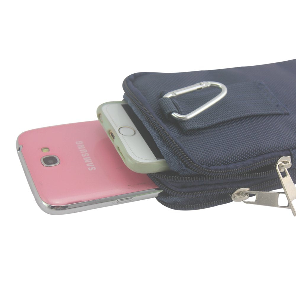 Kruzroyal Blue Universal Tactical Army Camouflage Belt Case Cover Belt Chain Zip Hip Holster Pouch Case For All Mobile Phone