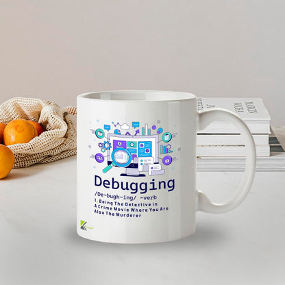 Kruzroyal DZ944 Debugging Definition Coffee Mug - Funny 11oz White Ceramic Computer Programmer Gift, IT Tech Humor, Coding & Engineering Joke Cup for Men Women