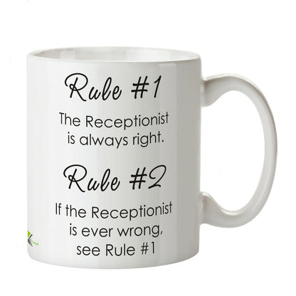 Kruzroyal Funny Receptionist Mug, The Receptionist is Always Right Design Gift Idea Coffee Tea Mug, Novelty Gift for Office Admin, Secretary or Front Desk, White Ceramic Coffee Cup, 11 oz DZ106