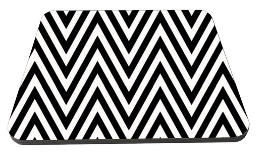 Black Chevron Pattern Design Wooden Coaster