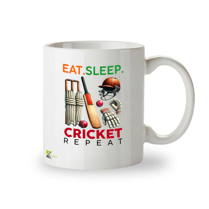 Kruzroyal Funny Cricket Mug | Eat Sleep Cricket Repeat | Cricket Gifts for Men Dad Him | 11oz Ceramic Coffee Mug