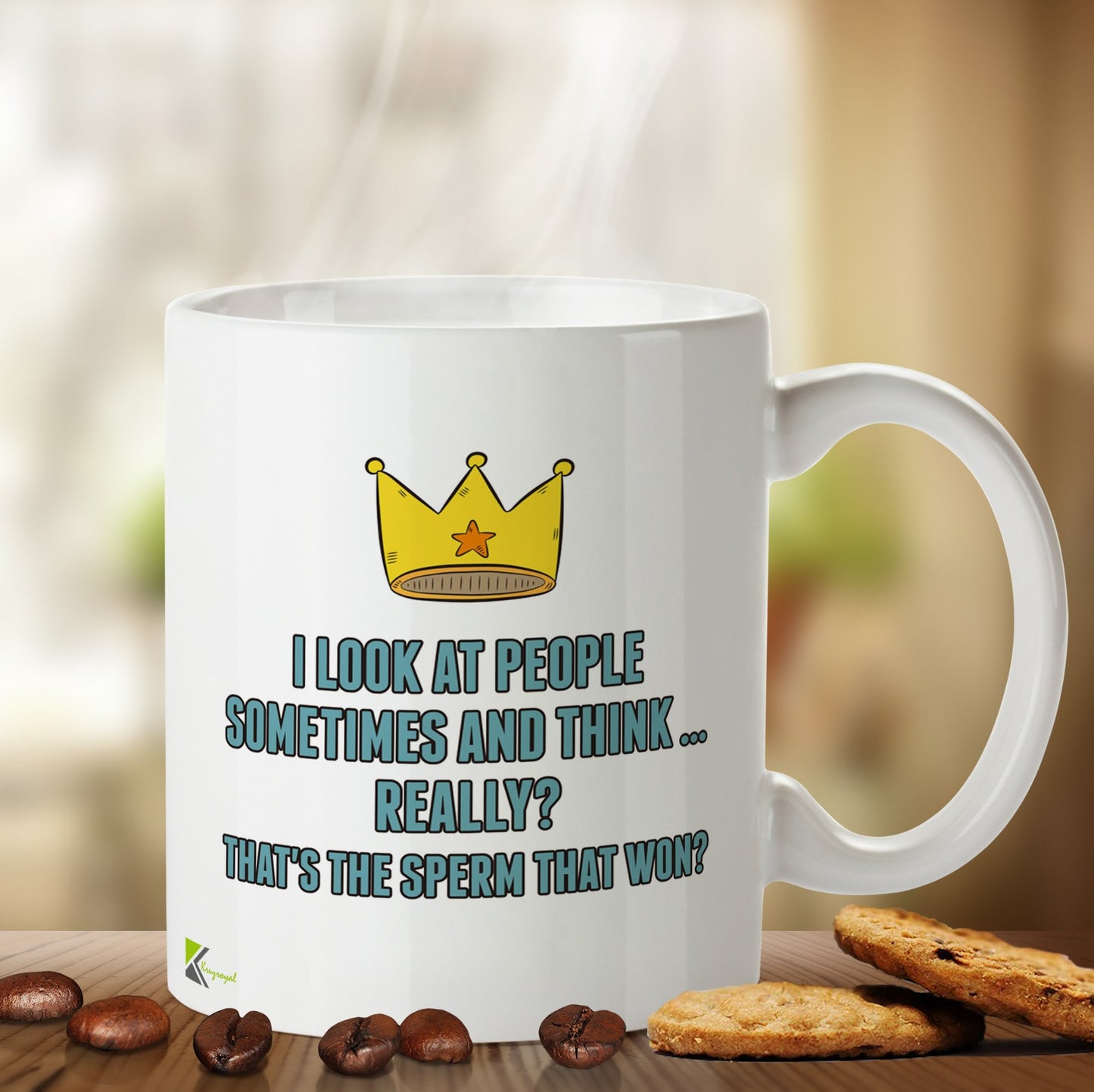 Kruzroyal DZ459 I Look at People Sometimes and Think... Really? That's The Sperm That Won? Funny Novelty Great Gift Idea Coffee Tea Mug