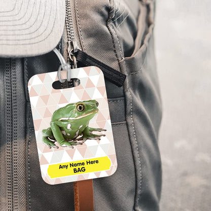 PLT248 Personalised Name's Bag with Frog Image Novelty Funny Unique Designer Gift Glossy Plastic Suitcase Luggage Tag