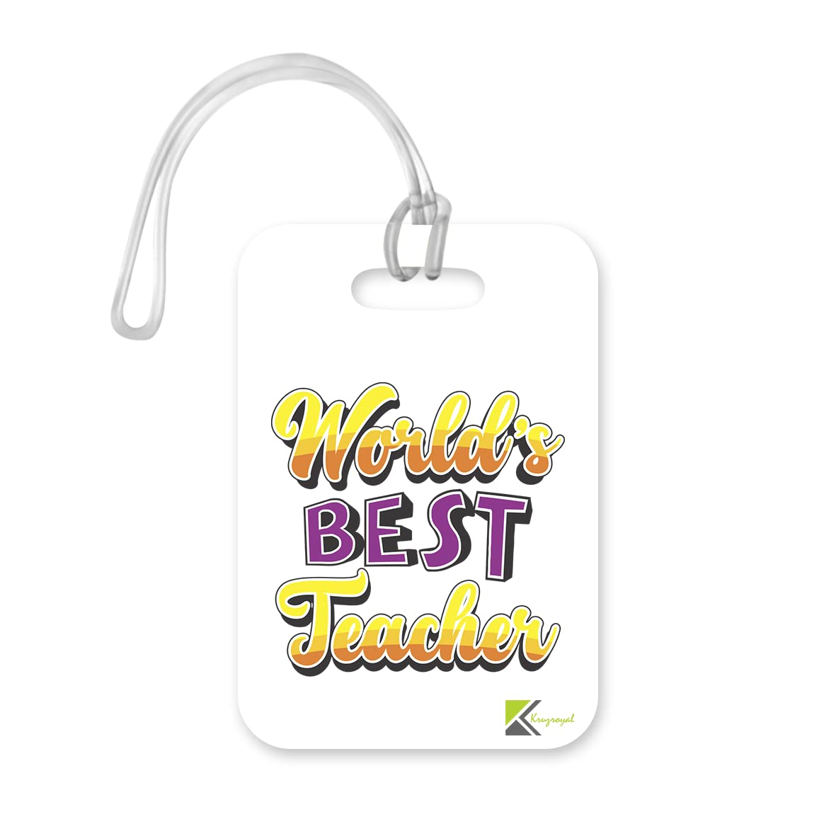 LT433 World's Best Teacher Novelty Funny Unique Designer Gift, Suitcase, Glossy Plastic Luggage Tag for Teacher
