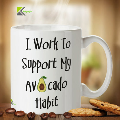 Kruzroyal Funny Avocado Coffee Mug, Ceramic Tea Cup for Office & Work, Microwave & Dishwasher Safe, Novelty Gift for Colleagues & Friends, 11oz