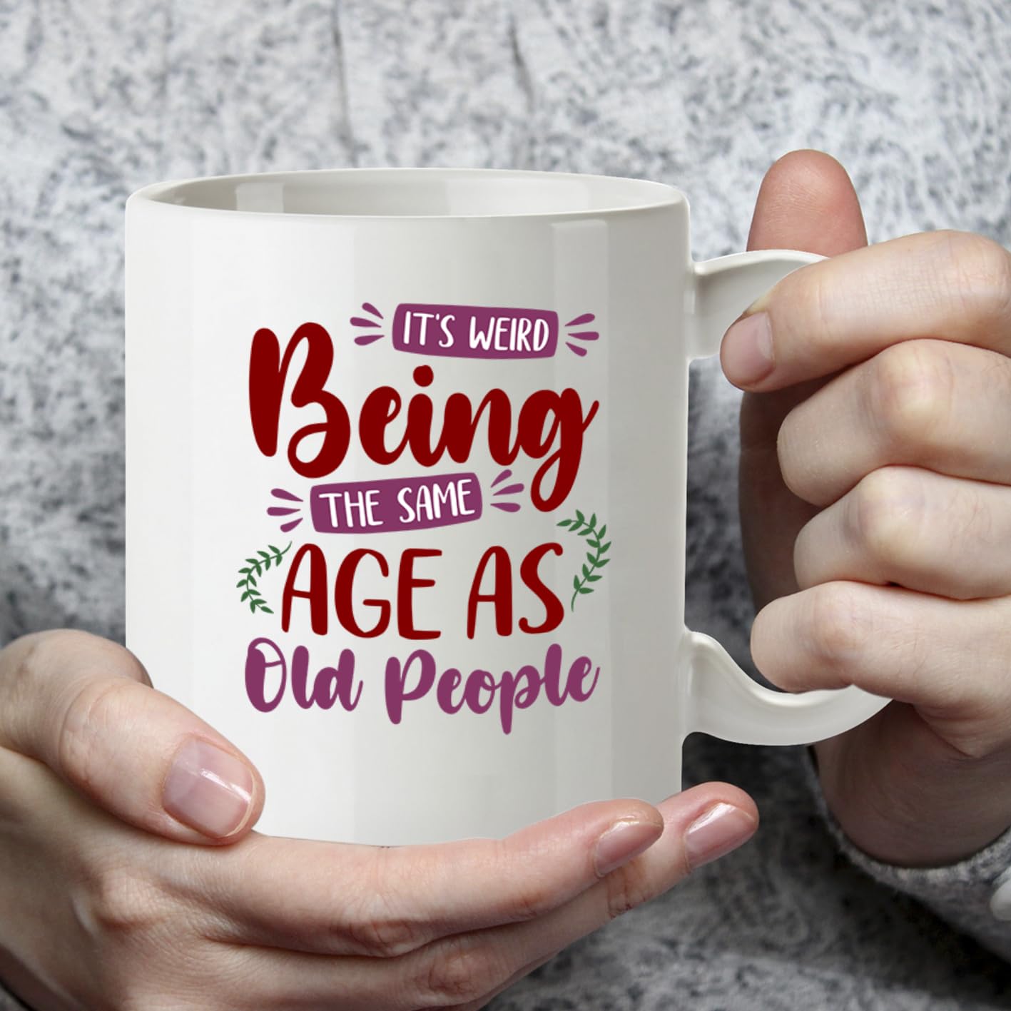 Kruzroyal Funny Birthday Mug | Weird Being Same Age As Old People | 40th 50th 60th Birthday Gift for Women Men Mum Dad | Novelty 11oz