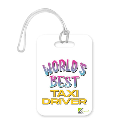 LT493 World's Best Taxi Driver Novelty Funny Unique Designer Gift, Suitcase, Glossy Plastic Luggage Tag for Taxi Driver
