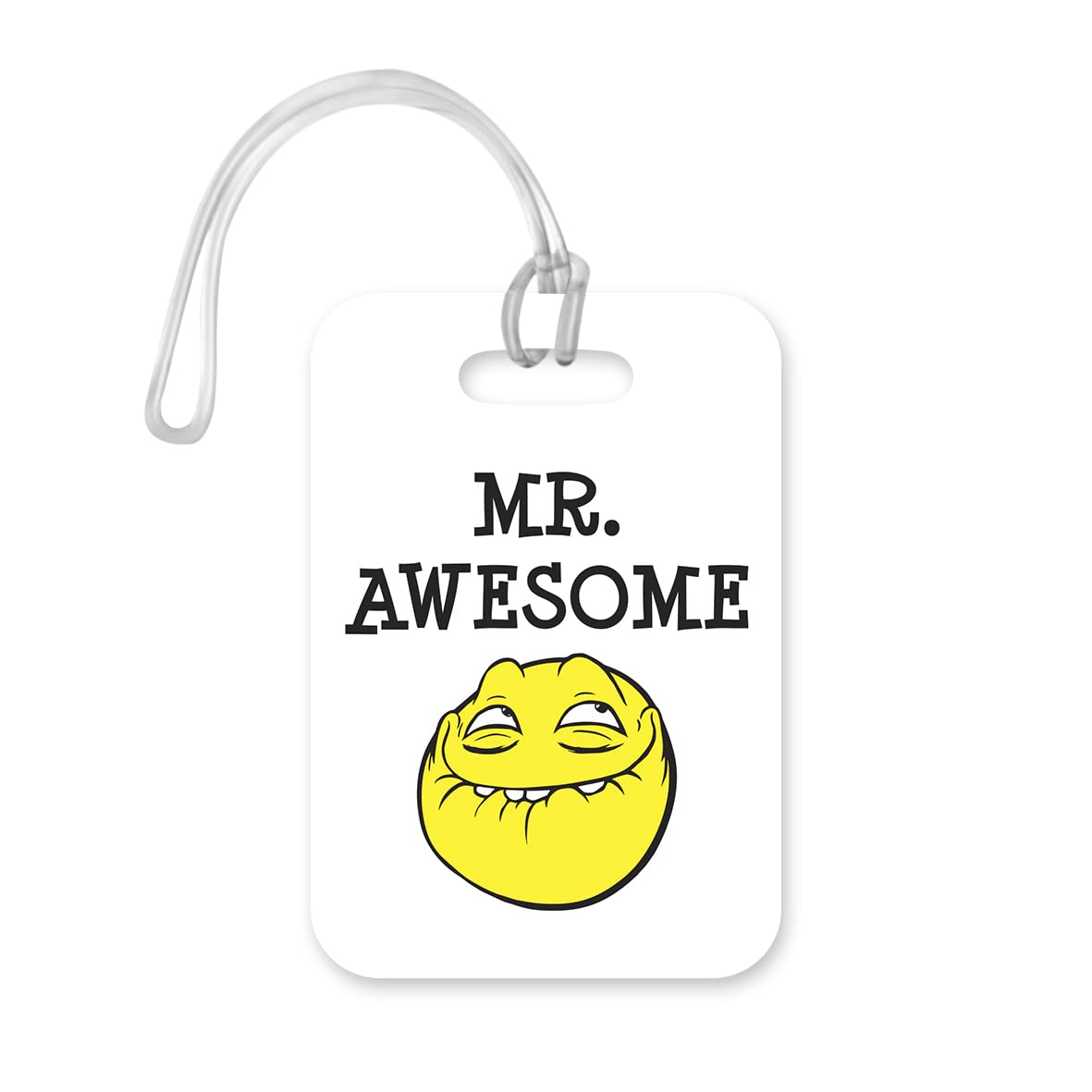 LT125 Mr Awesome Novelty Funny Unique Designer Gift Glossy Plastic Suitcase Luggage Tag
