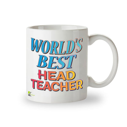 Kruzroyal DZ847 World's Best Head Teacher Mug 11oz - White Ceramic Cup for Headmaster, Headmistress - End of Year, Leaving or Thank You Present