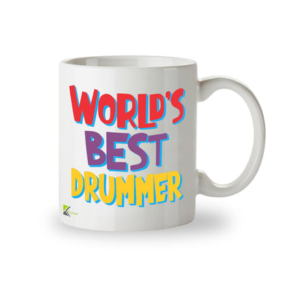 Kruzroyal DZ820 World's Best Drummer Mug 11oz - White Ceramic Coffee & Tea Cup for Musicians, Band Members - Ideal Birthday, Holiday Present